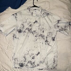 Zara Men's Casual Shirt with Black Marble Pattern